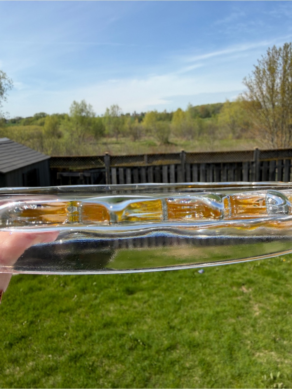 Vintage Celestial Sun Moon Glass Tray 12” Amber Blue Stars Decorative Plate - Picture 14 of 16